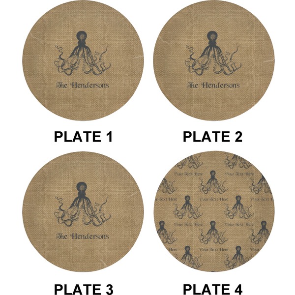 Octopus & Burlap Set of Appetizer / Dessert Plates (Approval)