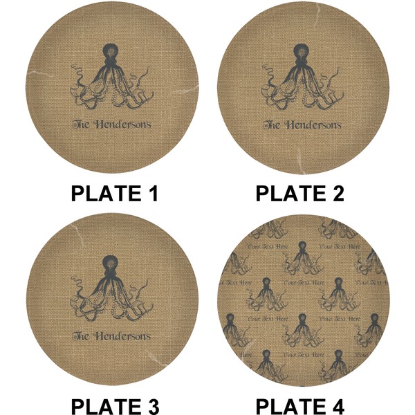 Octopus & Burlap Set of Lunch / Dinner Plates (Approval)