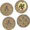 Octopus & Burlap Print Set of 4 Glass Lunch / Dinner Plate 10" (Personalized)