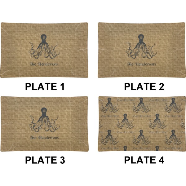 Octopus & Burlap Set of Rectangular Dinner Plates (Approval)