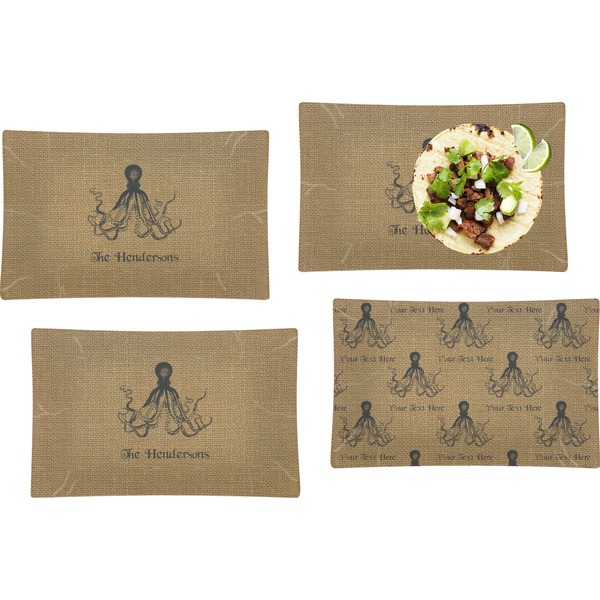 Octopus & Burlap Set of Rectangular Dinner Plates
