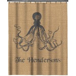 Octopus & Burlap Print Extra Long Shower Curtain - 70"x84" (Personalized)
