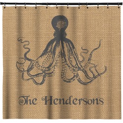 Octopus & Burlap Print Shower Curtain - 69"x70" w/ Name or Text