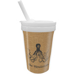 Octopus & Burlap Print Sippy Cup with Straw (Personalized)