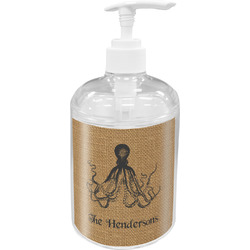 Octopus & Burlap Print Acrylic Soap & Lotion Bottle (Personalized)
