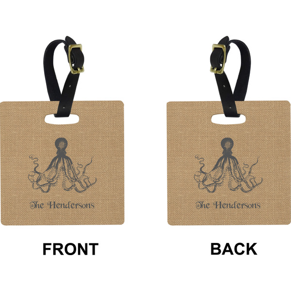 Octopus & Burlap Square Luggage Tag (Front + Back)