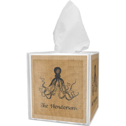 Octopus & Burlap Print Tissue Box Cover (Personalized)