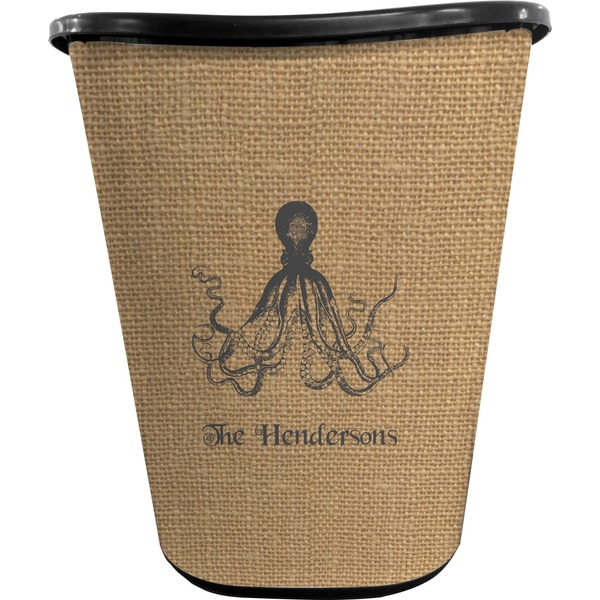 Octopus & Burlap Trash Can Black