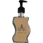 Octopus & Burlap Print Wave Bottle Soap / Lotion Dispenser (Personalized)