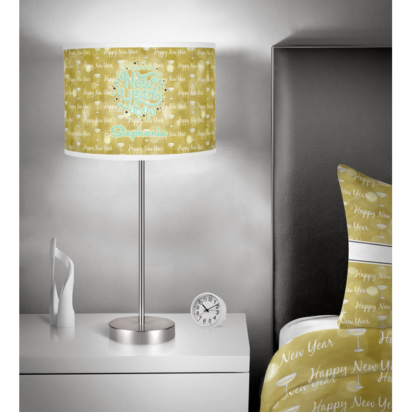 Happy New Year 13 inch drum lamp shade - in room