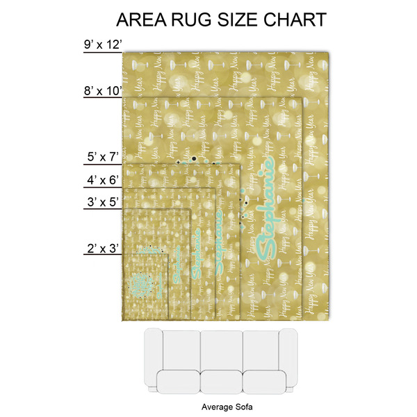 Happy New Year 2'x3' Indoor Area Rugs - Size Chart