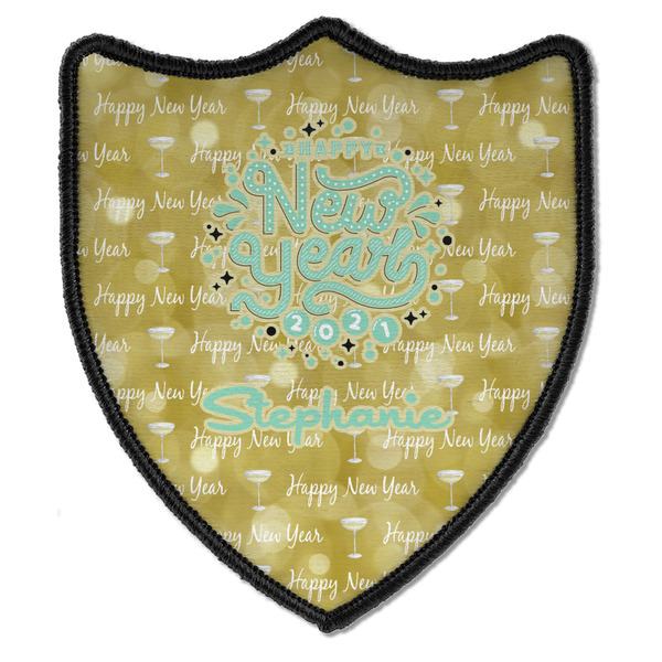 Custom Happy New Year Iron on Shield Patch B w/ Name or Text