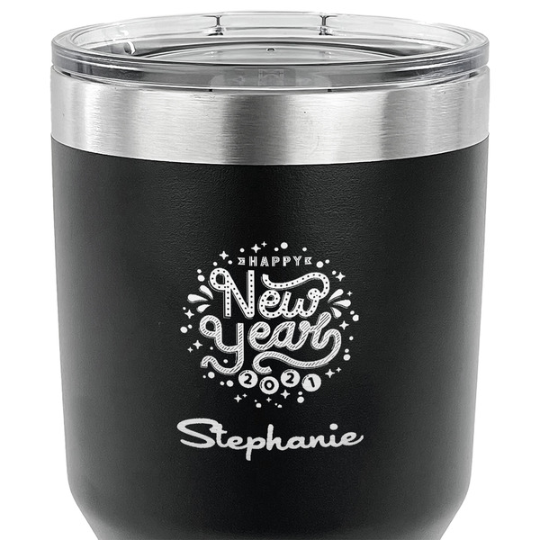 Happy New Year 30 oz Stainless Steel Ringneck Tumbler - Black - CLOSE UP