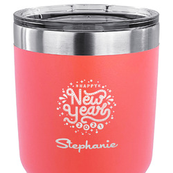 Happy New Year 30 oz Stainless Steel Tumbler - Coral - Double Sided (Personalized)