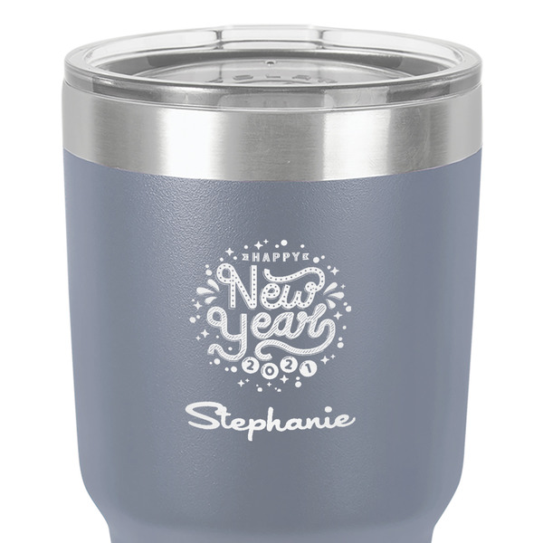 Happy New Year 30 oz Stainless Steel Ringneck Tumbler - Grey - Close Up