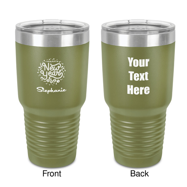 Custom Happy New Year 30 oz Stainless Steel Tumbler - Olive - Double-Sided (Personalized)