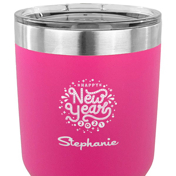 Happy New Year 30 oz Stainless Steel Ringneck Tumbler - Pink - CLOSE UP
