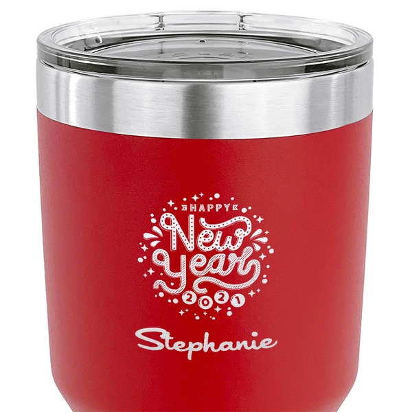 Happy New Year 30 oz Stainless Steel Ringneck Tumbler - Red - CLOSE UP