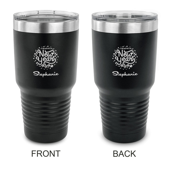 Custom Happy New Year 30 oz Stainless Steel Tumbler - Black - Double Sided (Personalized)