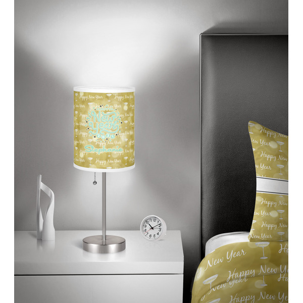 Happy New Year 7 inch drum lamp shade - in room