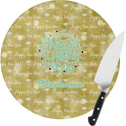 Happy New Year Round Glass Cutting Board - Small (Personalized)