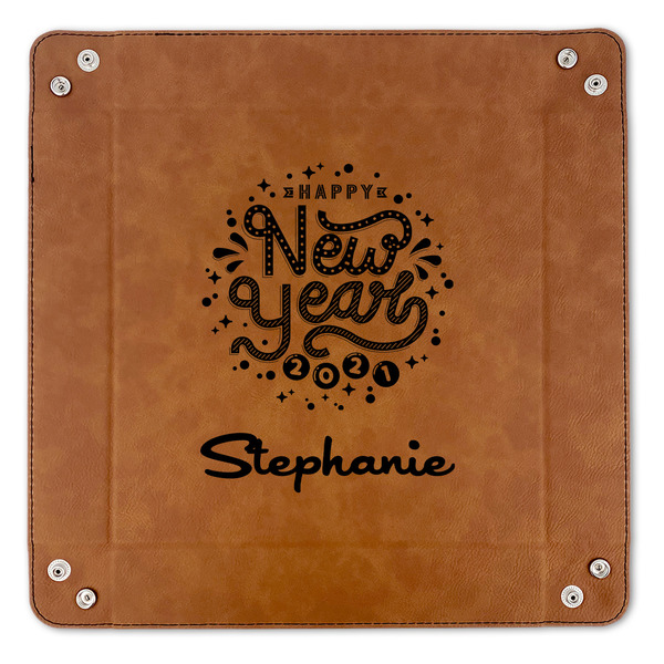 Happy New Year 9" x 9" Leatherette Snap Up Tray - APPROVAL (FLAT)