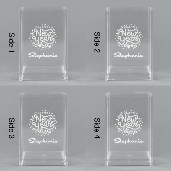 Happy New Year Acrylic Pen Holder - All Sides