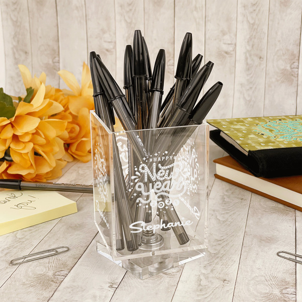 Happy New Year Acrylic Pencil Holder - IN CONTEXT