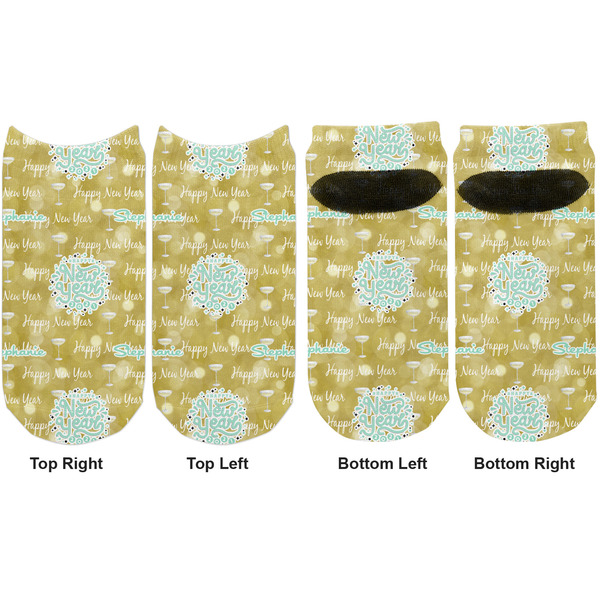 Happy New Year Adult Ankle Socks - Double Pair - Front and Back - Apvl