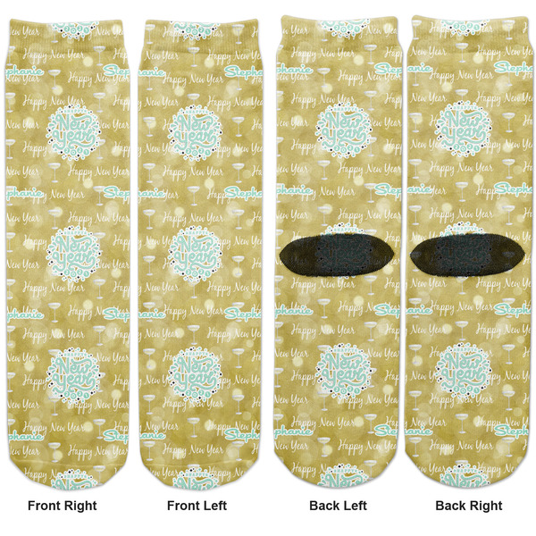 Happy New Year Adult Crew Socks - Double Pair - Front and Back - Apvl