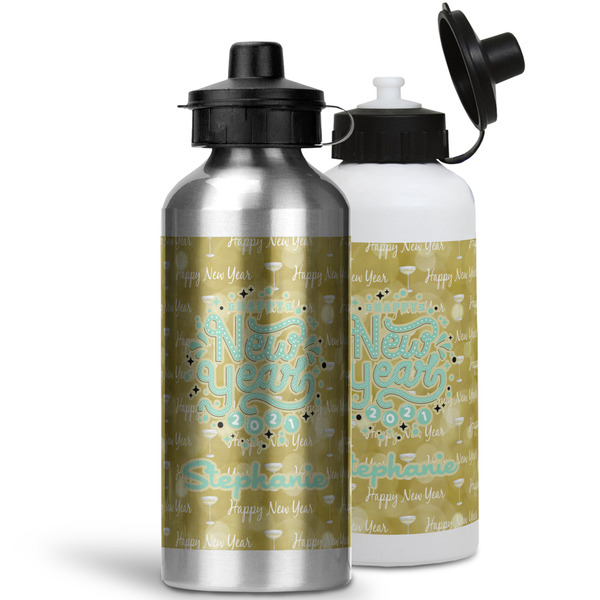 Happy New Year Aluminum Water Bottles - MAIN (white &silver)