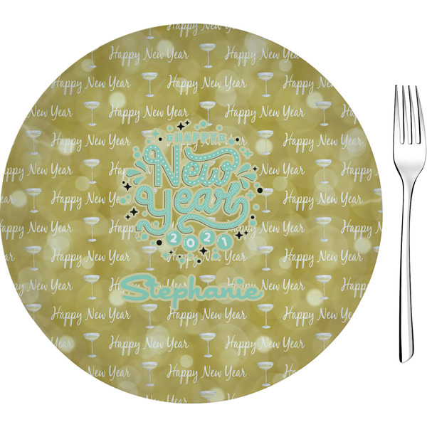 Custom Happy New Year Glass Appetizer / Dessert Plate 8" (Personalized)
