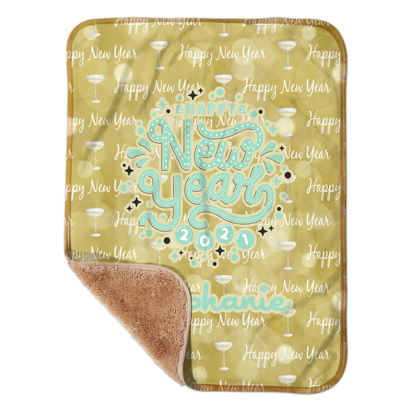 Custom Happy New Year Sherpa Baby Blanket - 30" x 40" w/ Name or Text