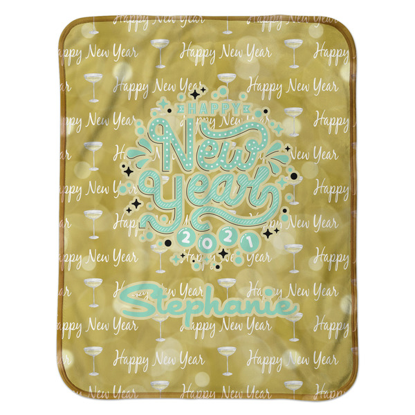 Happy New Year Baby Sherpa Blanket - Flat