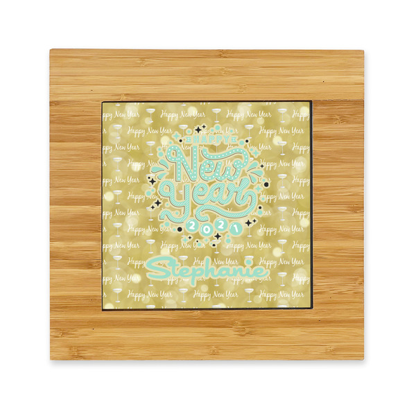 Custom Happy New Year Bamboo Trivet with Ceramic Tile Insert (Personalized)