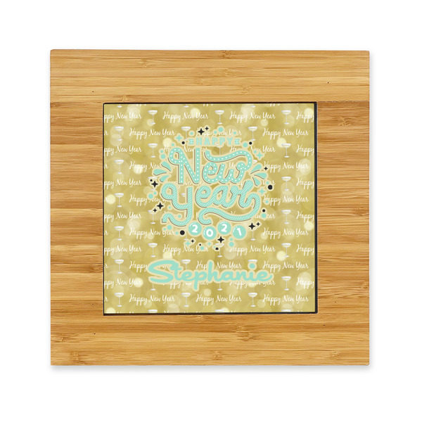 Custom Happy New Year Bamboo Trivet with Ceramic Tile Insert (Personalized)