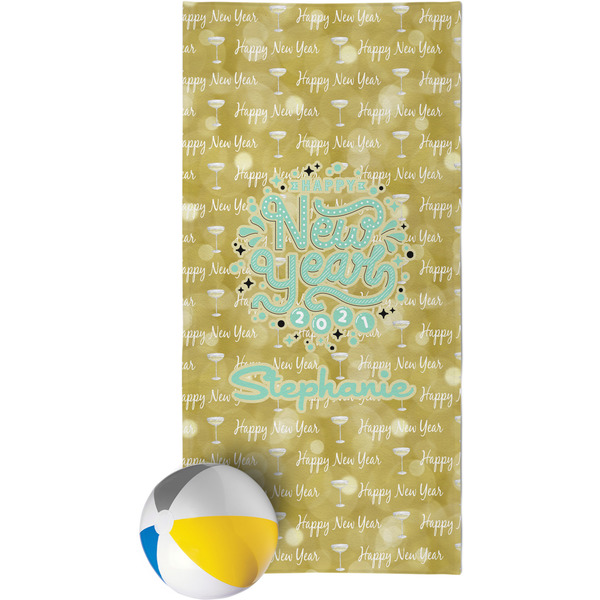 Custom Happy New Year Beach Towel w/ Name or Text