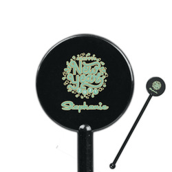 Happy New Year 5.5" Round Plastic Stir Sticks - Black - Double Sided (Personalized)
