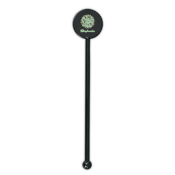 Happy New Year Black Plastic 5.5" Stir Stick - Round - Single Stick