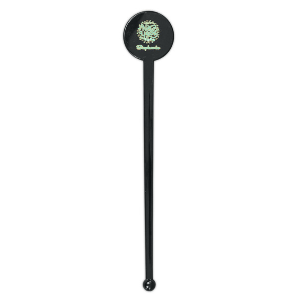 Happy New Year Black Plastic 7" Stir Stick - Round - Single Stick