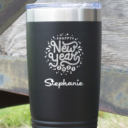 Happy New Year 20 oz Stainless Steel Tumbler - Black - Double Sided (Personalized)