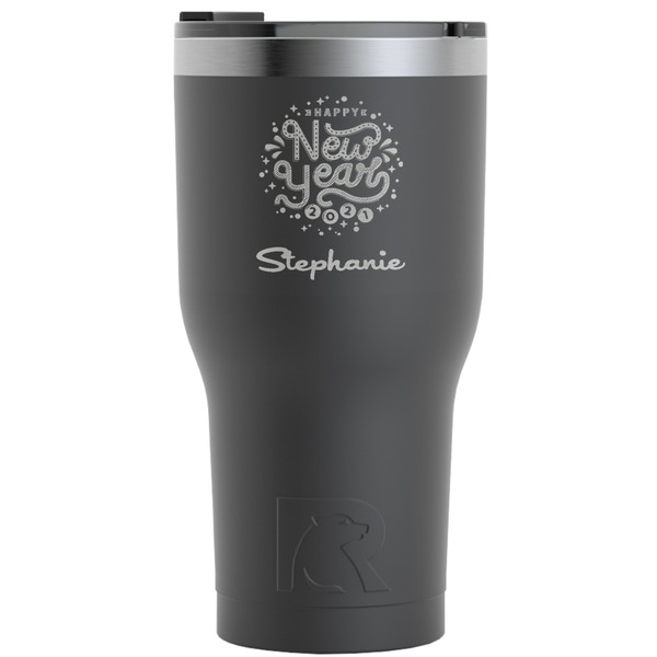 Custom Happy New Year RTIC Tumbler - Black - Engraved Front (Personalized)
