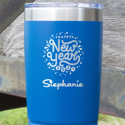 Happy New Year 20 oz Stainless Steel Tumbler - Royal Blue - Single Sided (Personalized)