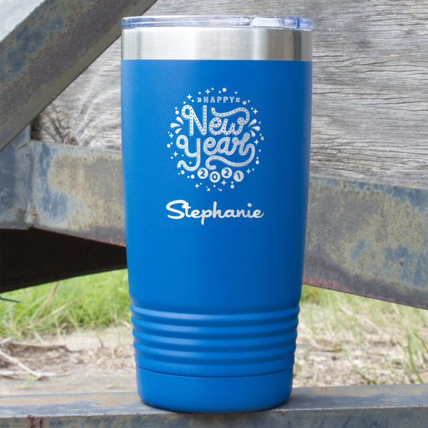 Custom Happy New Year 20 oz Stainless Steel Tumbler - Royal Blue - Single Sided (Personalized)