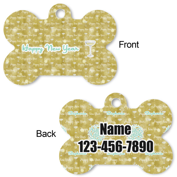 Happy New Year Bone Shaped Dog ID Tag - Large - Approval