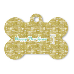 Happy New Year Bone Shaped Dog ID Tag - Large (Personalized)