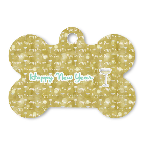 Custom Happy New Year Bone Shaped Dog ID Tag - Large (Personalized)