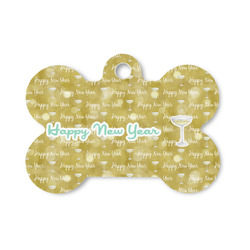 Happy New Year Bone Shaped Dog ID Tag - Small (Personalized)