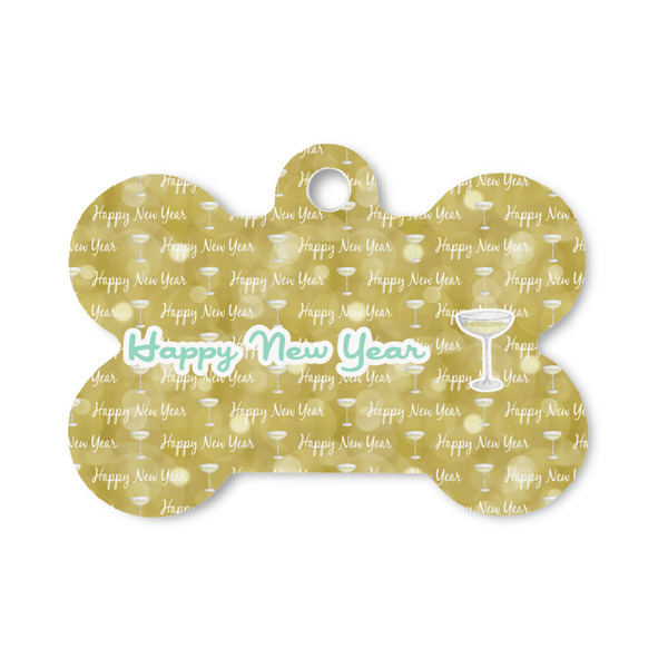 Custom Happy New Year Bone Shaped Dog ID Tag - Small (Personalized)