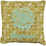 Happy New Year Faux-Linen Throw Pillow 18" w/ Name or Text